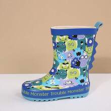 Waterproof Cartoon Rain Boots For Toddler Boys And Girls Lightweight Non-Slip Kids Puddle Boots With Easy Pull Handles For Outdoor Play And Walking - 藍色 - 查看 4