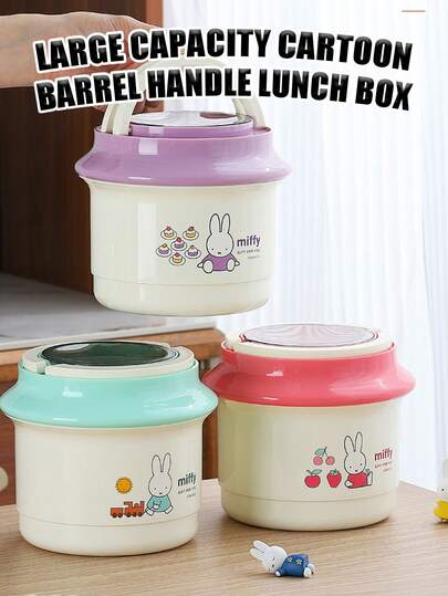  Hộp cơm bento tay cầm tròn hình Miffy hoạt hình, hộp cơm giữ nhiệt dung tích lớn dành cho trẻ em và người lớn, hộp cơm bento giữ nhiệt hình tàu hỏa và mặt trời hoạt hình dễ thương với nắp trong suốt, bình giữ nhiệt nhỏ gọn, đáng yêu kiểu Nhật Bản, chống bỏng và chống rò rỉ, lớp trong bằng thép không gỉ 304, thích hợp cho trường học, công sở, dã ngoại.