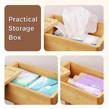 Wealone - Soporte de papel higiénico 4 en 1 con caja de almacenamiento rollo de papel higiénico giratorio de 360° organizador de toallitas para inodoro computadora para decoración de baño - Natural - Ver 4
