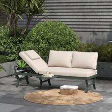 Garden Furniture Set, Outdoor Sofa, 3-Seater Sofa, With Adjustable Reclining Function (5 Positions, Up To 55°), With Table, Galvanized Steel Tubing, Includes A Table (Position Can Be Changed), Green - Green - View 3