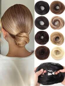 Búi tóc giả 3 inch được cố định bằng dây chun giúp giữ phần đuôi tóc và kéo dài búi tóc. Thích hợp cho phụ nữ, cũng có thể dùng như kiểu tóc đuôi ngựa. - Nhiều màu - Xem 2