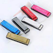 Beginner Harmonica - 10 Hole C Key Professional Blues Harmonica, Comes With Harmonica Case, Perfect For Beginners And Professionals, Metal Chromatic Harmonica, Wind Instrument, Mini Instrument, For Music Performance, Instrument Accessories And Student Gifts - Multicolor - View 2