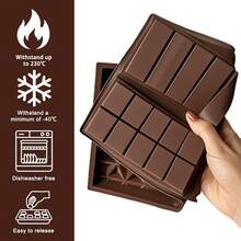 1 Set Geometric Decomposed Silicone Chocolate Bar Mold Set, Suitable For Homemade Chocolate Candy Snacks, Dark Dubai Pistachio Chocolate Bar Thick Silicone Mold, Large Candy Filling Mold, Brown - Multicolor - View 3
