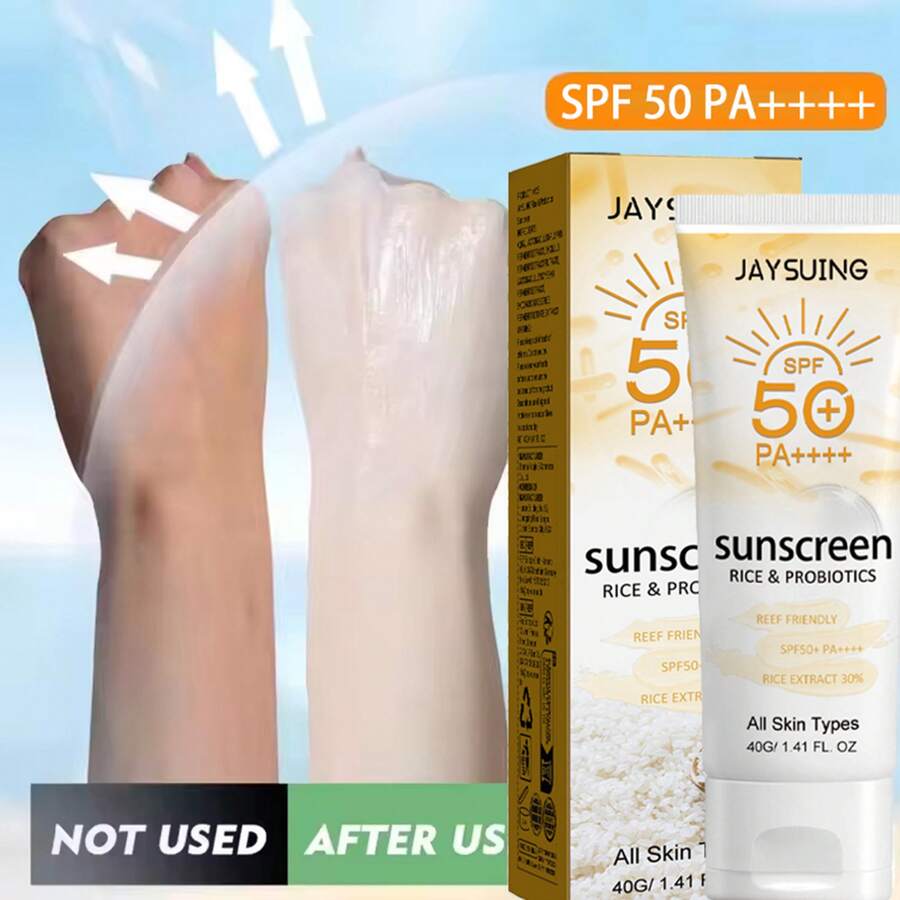 Organic Korean Sunscreen SPF50+, PA++++ Riceand Probiotics | Korean Skin Care Solution For All Skin TypesNourishing Skin Protection And UV Def(1PCS) - White - View 1