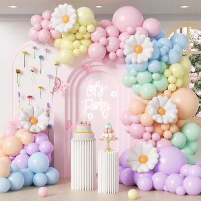 This 136-Piece Pastel Flower Balloon Arch Set Includes Pale Purple, Nude, And Light Pink Flower Balloons, Suitable For Baby Showers, Gender Reassignments, Baptisms, Weddings, Tea Parties, And Birthday Party Decorations.