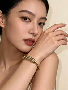 Vòng tay khắc chữ IPC tùy chỉnh ~ Vòng tay tự làm mở chữ cái dành cho nữ, phong cách Châu Âu và Mỹ, sang trọng nhẹ nhàng, món quà tinh tế và cao cấp. - Nhiều màu - Xem 1
