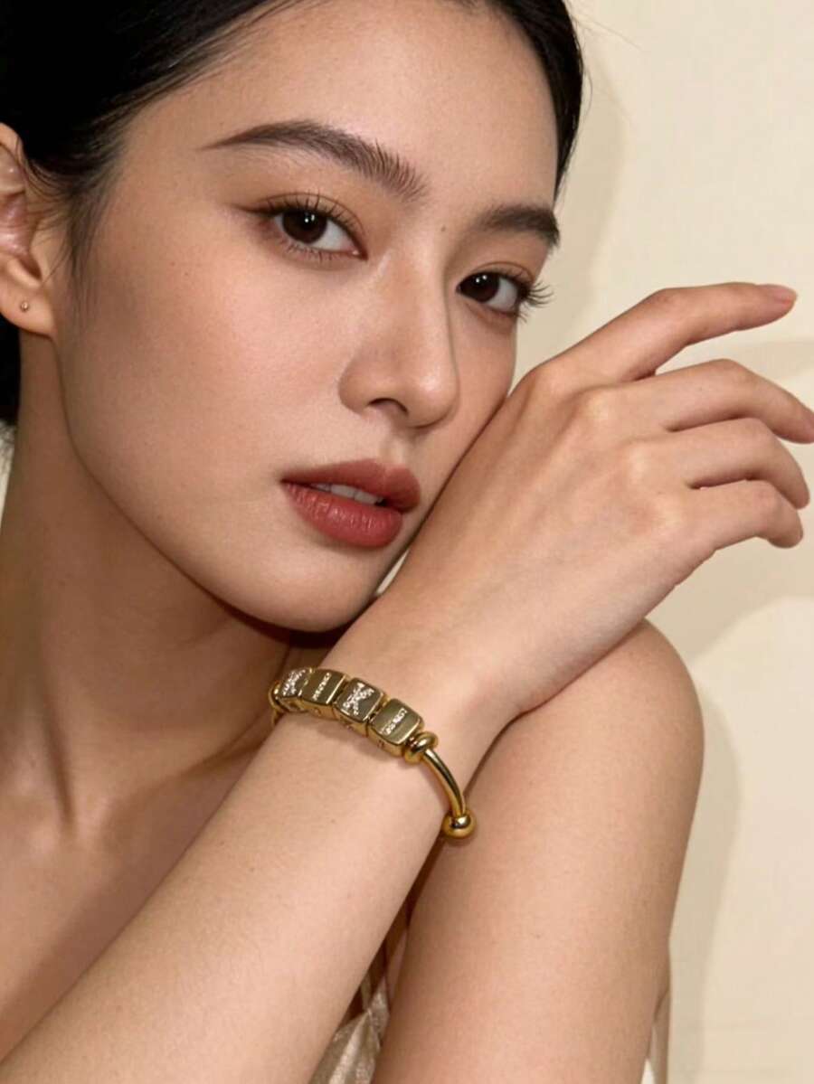 Vòng tay khắc chữ IPC tùy chỉnh ~ Vòng tay tự làm mở chữ cái dành cho nữ, phong cách Châu Âu và Mỹ, sang trọng nhẹ nhàng, món quà tinh tế và cao cấp. - Nhiều màu - Xem 1