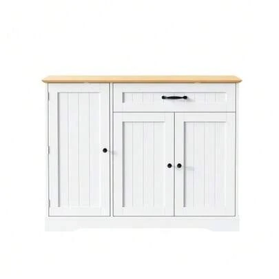 Modern And Elegant Sideboard With 3 Doors And One Drawer, Buffet Furniture For Dining Room, Living Room And Hallway (Black)