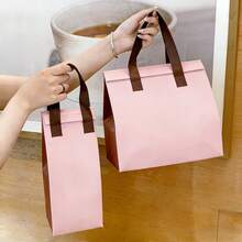 5个装保温午餐袋，保冷袋，外卖餐包，适合聚会、野餐、假日（粉棕色） - 彩色 - 查看 4