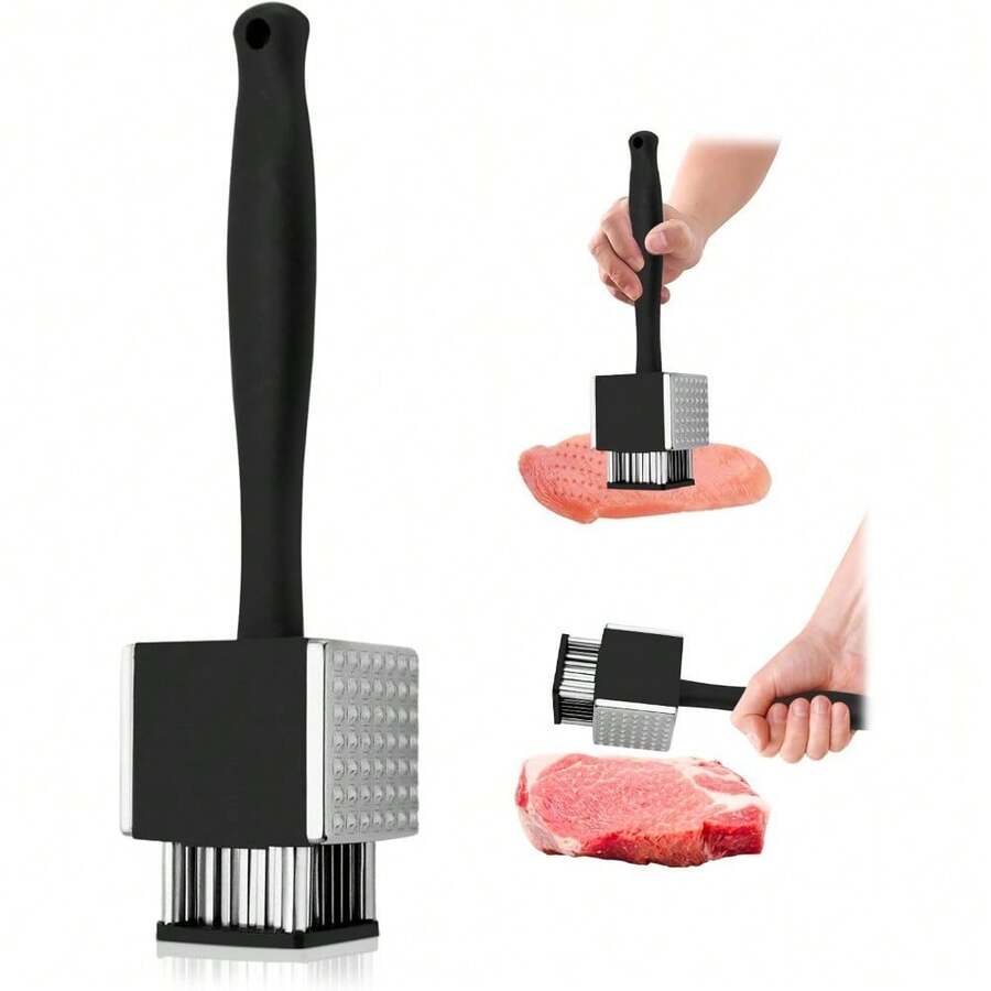 Heavy Duty Stainless Steel 2-In-1 Meat Tenderizer, Comfortable Grip Manual Meat Hammer, Suitable For Home And Restaurant Kitchen Tools, Such As Steak, Chicken, Fish, Onion, Ginger, Garlic