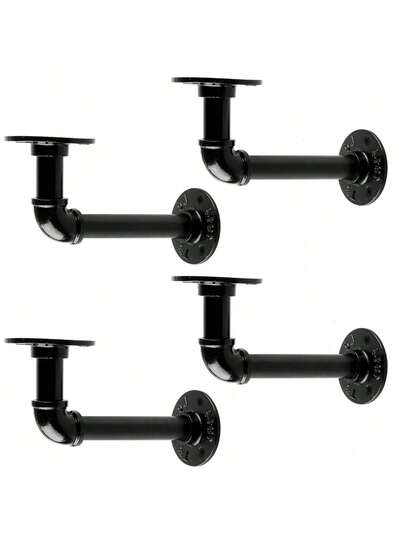 2 Pzs, Par De Mensulas Para Repisas Uso Rudo, Montado Pared Resistentes Soportes de Estantes Rústicos, organizadores de almacenamiento de estantes flotantes para decoración del hogar, estantes de hierro para soportar libros, soportes de partición, estantes apoyados en la pared, soportes de almacenamiento flotante de decoración para el hogar, soporte de estantería de libros de hierro, soporte de estantería divisoria, montaje en pared para almacenamiento de tablero de madera, 8*15 cm/12*14 cm. Carga 200 libras, tablones no incluidos,.