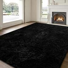 Rectangular Shaggy Rugs Living Room, Grey Large Rugs For Living Room, Soft And Fluffy Area Rugs For Bedroom, Durable And Easy To Clean Modern Home Decor, Atmosphere High End Decorative Carpet. - Black - View 11