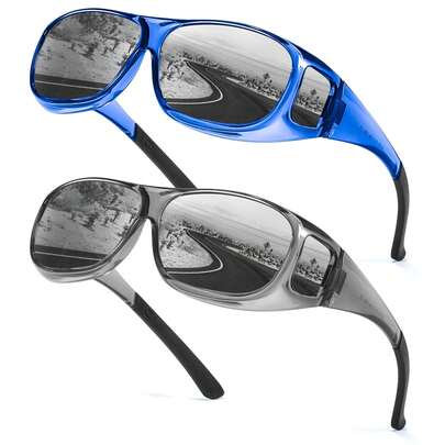 2er Pack Überzieh Sonnenbrillen für Herren Polarisiert mit UV400-Schutz, für Brillenträger beim Autofahren und Alltagsgebrauch