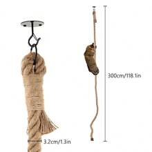 300cm/118inch Wall-Mounted Cat Climbing Rope, Durable Sisal Rope For Cat Entertainment, Scratching And Climbing Indoors - Ginger - View 5