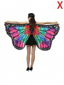 Elegante capa con alas de mariposa para mujer, disfraz para fiestas, actuaciones y cosplay de Halloween y Navidad, chal de princesa hada, atuendo de estilo fantasía de alta calidad, opción de regalo ideal para familiares y amigos - Multicolor - Ver 21