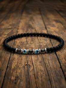 diffone Vòng tay thủ công thời trang đính hạt đá 4mm hình mắt quỷ dành cho nam giới, trang sức đeo tay. - Vòng tay mắt 4mm - Xem 3