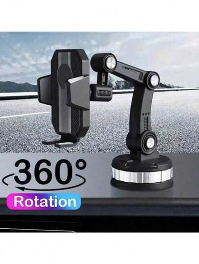 360 Degree Rotating Phone Holder - Durable ABS Material, Adjustable Arm And Clip Dashboard Mount Suitable For Cars, Trucks, And Construction Vehicles