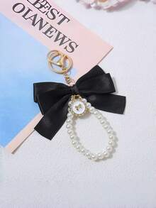 1pc Cute Pearl Bow Keychain, Made Of Durable Platinum Metal Ring, Faux Pearl Beads And Satin Bow, Elegant And Adorable Handbag Decor, Suitable For Mother's Day, Ladies' Daily Handbag, Backpack, Car Keys, Fashionable Gift For Girlfriend, Friend, Family, Birthday, Housewarming, Office Desk, Travel, Fashion Enthusiasts Gifts For Mother, Father, Graduation, And Teacher - Multicolor - View 8