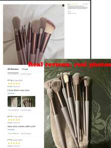 13pcs Makeup Brush Set, Soft & Fluffy, Professional Foundation Brush, Powder Brush, Eyeshadow Brush, Kabuki Brush, Blending Brush, Includes Makeup Bag & Makeup Sponge, Great Gift For Beginners, Random Brown Tones - Maroon - View 6
