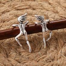 一对复古蒸汽朋克3D机器人机械耳环，吸睛百搭，日常佩戴亦是馈赠佳品。 - 銀色 - 查看 5