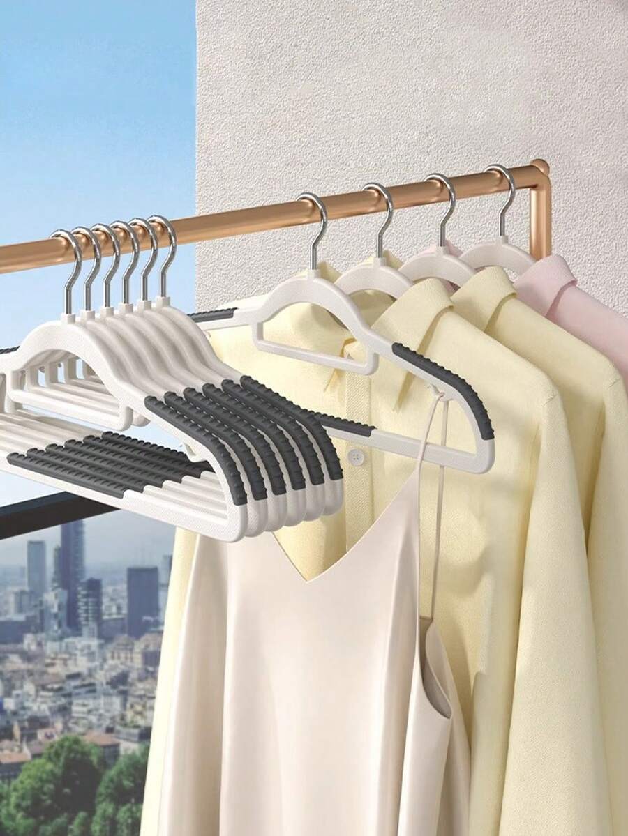 10pcs Non-Slip Hangers, 50pcs Plastic Hangers, Space Saving, Super Non-Slip, 11lbs Load Capacity