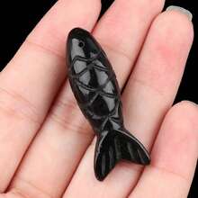 1 pieza Colgante de piedra natural de ágata cristalina con forma de pez para hacer joyas, manualidades y accesorios de collar DIY de 40x15mm - 40x15 mm - Ver 16
