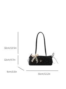 2026 Nuevo Bolso de Mano Impreso de Nicho para Mujer, Bolso Versátil de Hombro/Axila para Ir y Venir, Bolso de Moda, Primavera/Verano - Negro - Ver 5