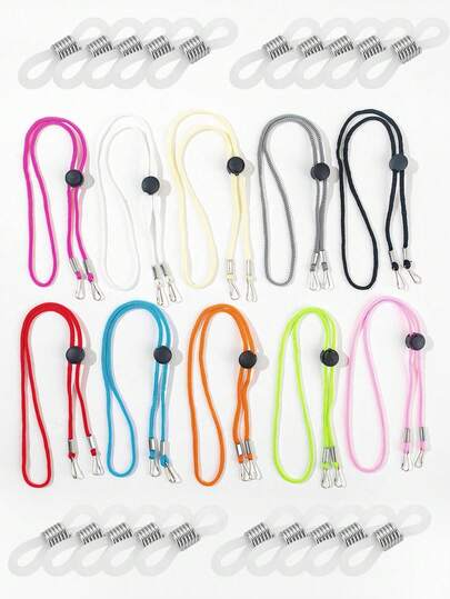 10 chiếc dây đeo kính bằng polyester màu trơn, giá cả phải chăng, có thể điều chỉnh độ dài, phù hợp với kính thời trang, khẩu trang, kính mắt và các vật dụng cần thiết khi đi du lịch.