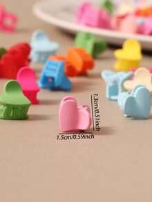 50pcs Cute Colorful Heart-Shaped Mini Hair Clips, Suitable For Girls In Summer, Random Color Assorted Princess Bangs Clips - Multicolor - View 7
