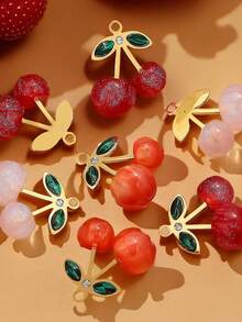 1件不锈钢3D樱桃草莓吊坠，适合女性日常佩戴 - 彩色 - 查看 5