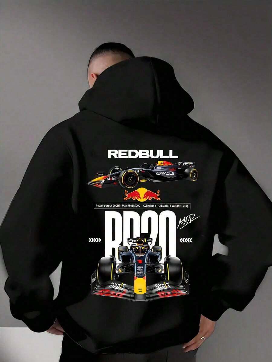 Sudadera unisex Red Bull Racing F1 - Con el diseño de carreras F1 Oracle Red Bull Racing RB20, ropa urbana, sudadera gráfica para hombre, a la moda, para entusiastas de las carreras todoterreno, deportes al aire libre y uso diario retro, regalos para hombres, ropa Y2k, sudaderas de coche, sudaderas de manga larga casuales y cómodas para hombre, ideales para otoño e invierno, geniales. - Negro - Ver 1