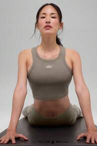 Alo Yoga Aspire Tank True To Close-Fitting Women's  White/Black  W2675rg - 深灰色 - 查看 3