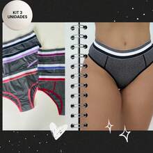 Kit de 5 Calças Estilo Cueca Feminina Com Lateral Larga Super Confortável Para seu Dia a Dia - Sortidas - Visão 1