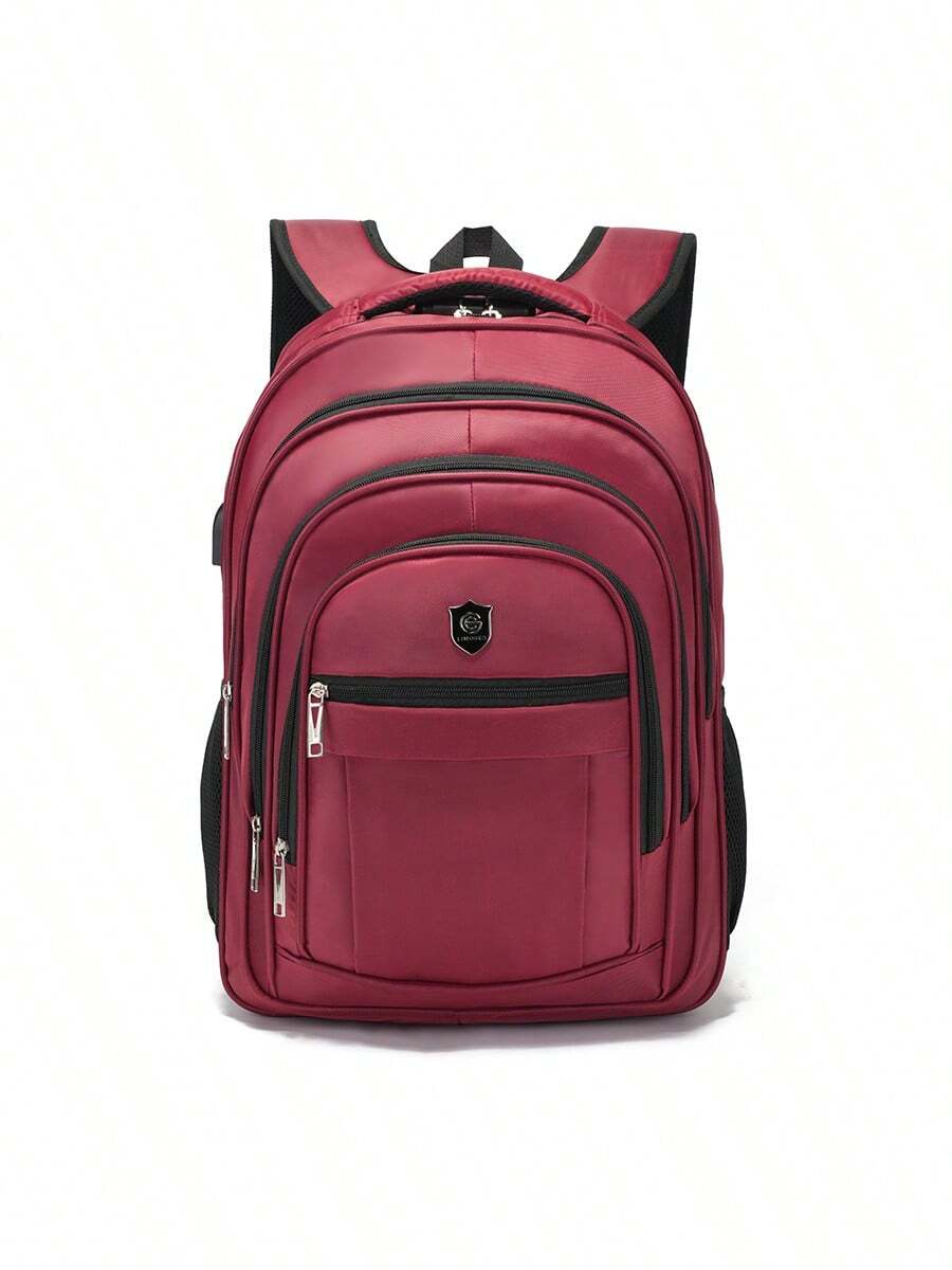 DIOSA LUNA Large Capacity Men's Backpack With Combination Lock, Ideal For Travel, Work, And Excursions. Made With Durable And Resistant Material. E9012 - 紅色 - 查看 1