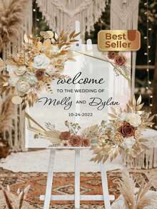 2pcs - Wedding Arch Decor (2pcs Set), Artificial Boho Style Rose Wedding Floral, Wedding Welcome Sign Decor And Arch Decor, Suitable For Wedding Celebration, Home Decor, Baby Shower Party, Birthday Party And Bridal Shower - Multicolor - View 3