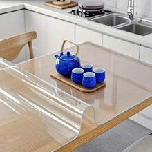 1pc 2.0mm Thick Pvc Transparent Tablecloth Desk Mat Protective Film, Waterproof, Oil Proof, Heat Resistant, Suitable For Table Cover, Tea Table, Bedside Table, Computer Desk, Office - White - View 5