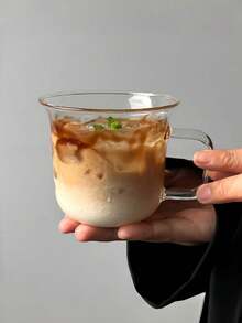 1个带把手玻璃咖啡杯，简约透明耐热饮水杯，适合家用、冰咖啡、拿铁等饮品 - 彩色 - 查看 5