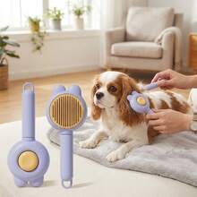 Brosse auto-nettoyante pour animaux de compagnie, brosse douce anti-perte de poils, désemmatoçage automatique, convient aux chats et aux chiens, poils en matériaux mixtes (acier inoxydable + plastique), fonctionnement manuel sans recharge, 5 couleurs au choix, brosse de toilettage anti-perte de poils - Voir 15