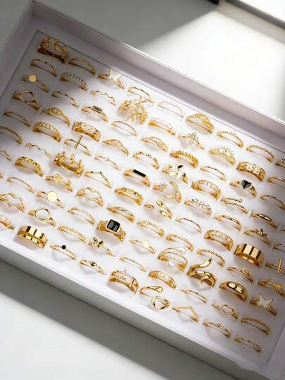 23/47pcs Fashionable Minimalist Geometric Butterfly & Leaf Faux Pearl Rhinestone Ring Set, High-Quality Alloy Vintage Stackable Mixed Couple Party Gift