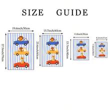 1/3幅无框彩色卡通动物、汽车和火箭装饰画，酷炫儿童俱乐部幼儿园装饰，励志语录帆布墙画，适合男孩卧室、游戏室 - 彩色 - 查看 4