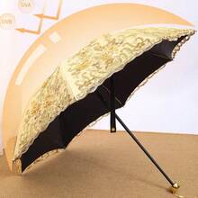 高级蕾丝刺绣复古黑色防紫外线遮阳伞，两用遮阳伞 - 蕾絲刺繡傘 - 查看 14