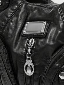 2026 New Black Punk Style Fashionable Women's Stray Bag With One Shoulder, Cross Shoulder, And Cross Shoulder Handbag, - 黑色 - 查看 7