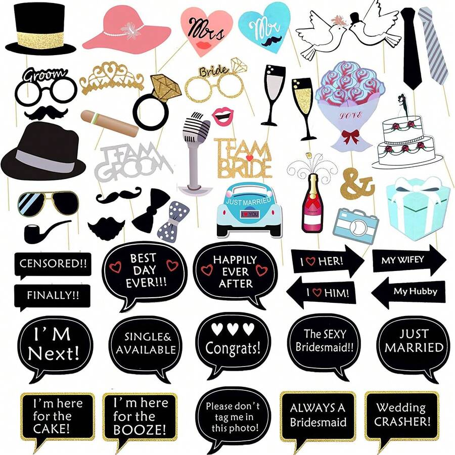 Creative Photo Booth Props, Fun Wedding Photography Accessories, Party Game Decorations - View 1