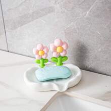 2pcs Floral Self-Draining Soap Dish - Durable, Hygienic Bathroom Accessory For Home Decor - Multicolor - View 7