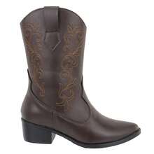 Women's Western Country Style Cowboy Boots, Mid-Calf, Embroidered Detail, Medium Heel, Winter New Arrivals - Màu nâu Sô-cô-la - Xem 2