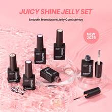 Beetles Nude Gel Nail Polish Set - 6 Colors Nude Pink Brown Neutral Jelly Gel Polish Kit - 6 Colors Peach Sparkle - 查看 7