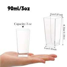 10/20/30/60个装长方形带盖甜点杯 - 透明派对杯，适合户外使用，非常适合盛装酸奶、冰淇淋、芝士蛋糕和迷你甜点 - 生日、婚礼、节日（圣诞节、开斋节）和庆典甜点托盘 | 节日甜点展示 - 透明 - 查看 5