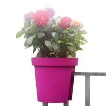 1 chậu trồng cây treo lan can, chậu tròn bằng nhựa dùng cho ban công, thích hợp trồng cây xanh và cây mọng nước. - A - Xem 6