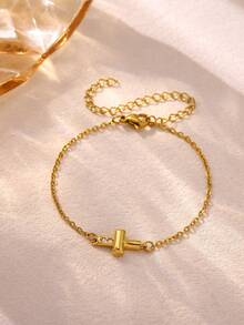 Pulsera de cadena de mano delicada chapada en oro, cadenas de eslabones hechas a mano que conectan brazaletes de arnés, joyería de mano para mujer, regalo, joyería de playa de verano - B2339 - Ver 7