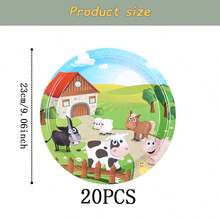 Farm Theme Disposable Tableware Set, 7/9 Inch Party Plates, Disposable Paper Plates, Cups, Napkins, Suitable For Holidays, Weddings, Engagements, Birthdays, Parties, Celebrations - Multicolor - View 8